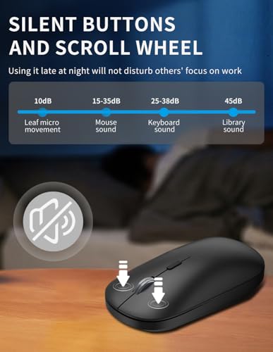 2.4G Silent Lightweight Portable Wireless Mouse Black | Optical 2400 DPI with USB receiver, quiet click, compatible with Laptop, PC, MacBook & Chromebook - color: M280-Black