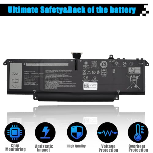 72Wh P83V9 Laptop Battery Replacement for Dell Precision 5470 5480 5490 Series Notebook P154G P154G001 P154G002 CDTT2 41CP8/61/60 15.4V 4442mAh 4-Cell - size: 10.62*3.37*0.26 inch P83V9