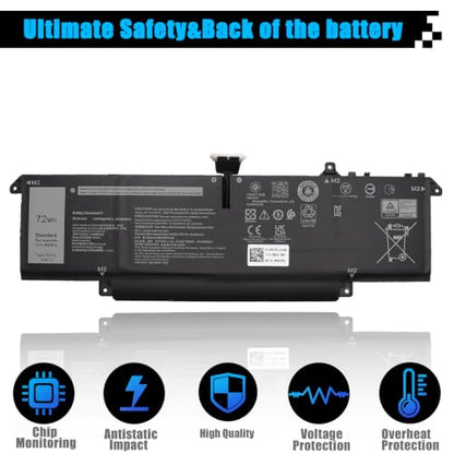 72Wh P83V9 Laptop Battery Replacement for Dell Precision 5470 5480 5490 Series Notebook P154G P154G001 P154G002 CDTT2 41CP8/61/60 15.4V 4442mAh 4-Cell - size: 10.62*3.37*0.26 inch P83V9