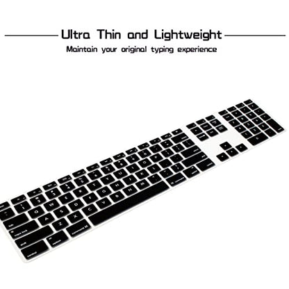 HRH Black Silicone Keyboard Skin Cover for iMac Wired USB Full Size Keyboard with Numeric Keypad A1243(G6 MB110LL/B and MB110LL/A) - color: Black
