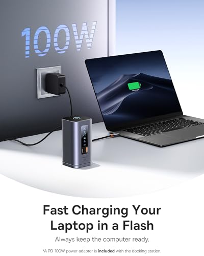 Baseus Spacemate Laptop Docking Station, 11-in-1 USB-C Docking Station for Windows, Triple Display with 4K HDMI & DP, 10Gbps USB-C & USB-A, Ethernet, Audio, 100W PD Charging (Adapter Included)