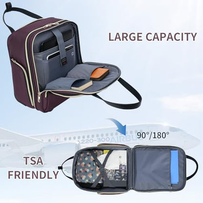 VANKEAN Carry On Underseat 16-inch Multi-functional Underseater Lightweight Overnight Suitcase with Wheels, Roller Case for Men Women Travel Business - color: Gold Purple