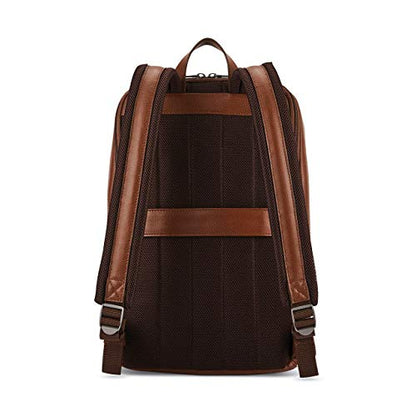 Samsonite Classic Leather Slim Backpack - color: Cognac