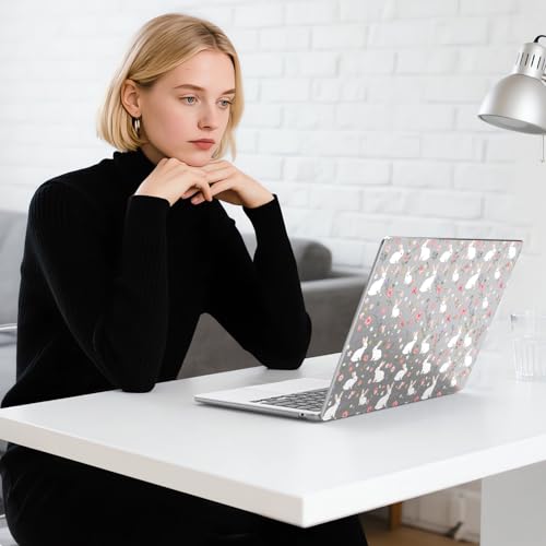 for MacBook Air 13.6 Inch Case M5/M4/M3/M2 2026-2022 Release A3449 A3240 A3113 A2681 Flower Bunny Aesthetic Design Crystal Clear Girly Case Laptop Protective Hard Shell Cover - color: Flower Bunny
