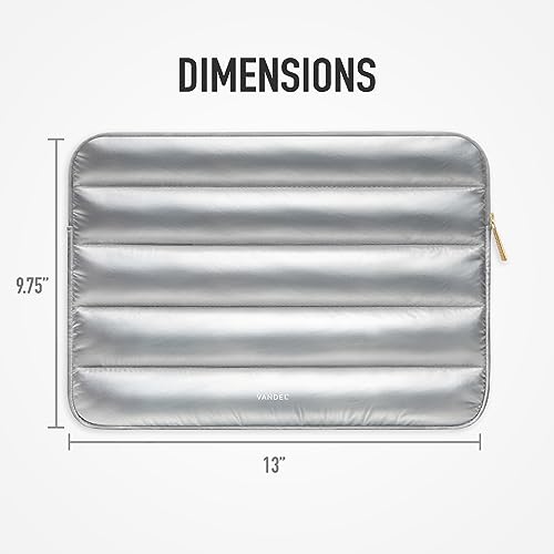 Vandel The Original Puffy Laptop Sleeve 13-14 Inch, Laptop Sleeve for Women | Protective Carrying Case Cover for MacBook Pro 14 in, MacBook Air 13 Inch, iPad Pro 12.9, Dell, Asus, HP - color: g. Shiny Silver