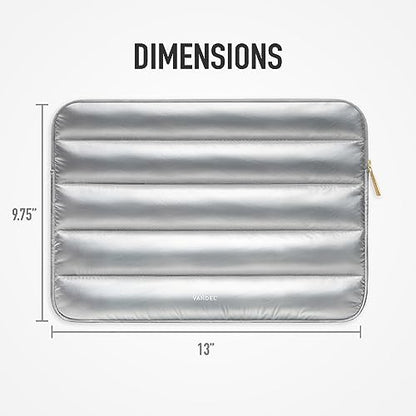 Vandel The Original Puffy Laptop Sleeve 13-14 Inch, Laptop Sleeve for Women | Protective Carrying Case Cover for MacBook Pro 14 in, MacBook Air 13 Inch, iPad Pro 12.9, Dell, Asus, HP - color: g. Shiny Silver