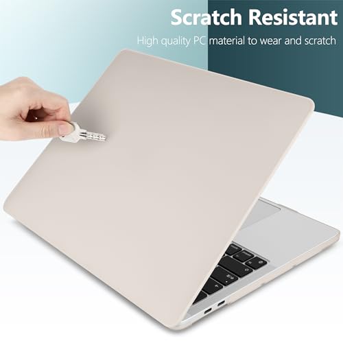 for MacBook Pro 13 inch Case 2023 2022 2021 2020 Release Model: A2338 M2/M1 A2289 A2251 with Touch Bar & Touch ID, Cream Matte Plastic Hard Shell Case & Keyboard Cover, Stone - color: Stone