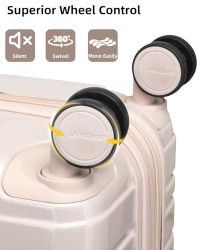 LARVENDER Carry on Luggage Sets 3 Piece, 20 Inch Suitcase, Glossy Champagne | 22x14x9 Airline Approved, Lightweight PC+ABS Hardshell, Smooth 360° Double Wheels, TSA Lock, 3-Piece Set with XL Backpack - color: Glossy Champagne (XL-BP), size: 3 Piece Set (B