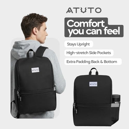 Laptop Backpack for Men 17 Inch – Work & Travel Backpack with Luggage Strap, Trolley Sleeve and Padded Compartment – Black - color: Black (Grey Back)