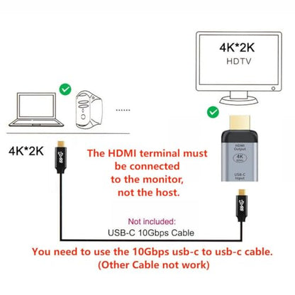 chenyang USB C to HDMI Converter USB C Source to HDMI Sink HDTV Adapter (The HDMI Must be Connected to The Monitor, not The Host.You Need to use The 10Gbps USB C to C Cable,Other Cable not Work) - color: Silver HDMI Adapter