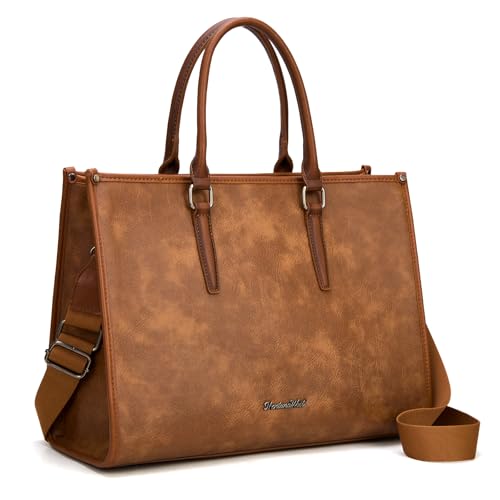 Montana West Laptop Tote Bag for Women 15.6 Inch Computer Bags Business Office Work Briefcase With Adjustable Shoulder Strap - color: Brown