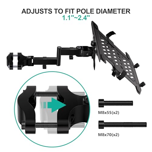 WALI Laptop Pole Mount, Adjustable Laptop Arm Holder Fits 10"-15.6" Laptops, 2-in-1 Full Motion Monitor Mount with Removable Tray, VESA 75x75 or 100x100 mm, Holds up to 15.4lbs(011ARMLPN), Black - size: Up to 15.4