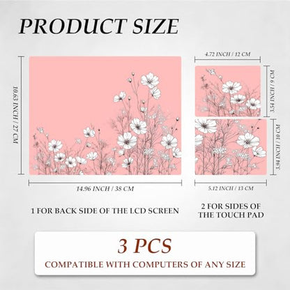 DEGDFSGR 12.1-15.6 Inch Universal Reusable Laptop Skin Sticker Decal, Waterproof Removable Protector for Notebook Cover, Scratch-Resistant Vinyl Cuttable Full Wrap Sticker, Pink Cosmos Flower - color: Pink Cosmos Flower