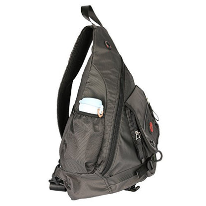 Large Sling Bag Laptop Backpack Cross Body Messenger Bag Shoulder Travel Rucksack (A-Black) - color: A-black