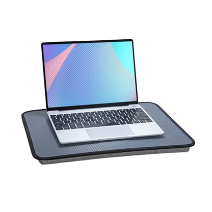 Portable Laptop Desk Fits Up to 16“ Laptops, Built-in Cushion,Lap Stand for Bed & Couch & Carpet, Great for Home & Office,Lap Desk with Cushion (Dark Grey, Medium) - color: Dark Grey