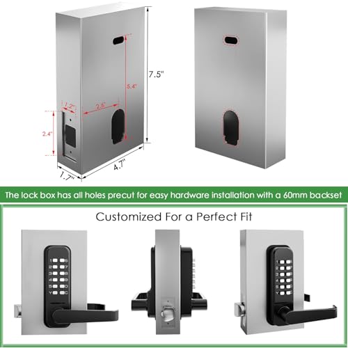 Steel Gate Lock Box (1 3/4" Thickness) - for All BH Railing Mechanical Code Lock, Lock Box for Metal Gates and Fence (NOT for Aluminum GATE), 2 3/8"(60mm) - 2 3/4" (70mm) Backset, BH-SLB4512000 - color: unfinished - Lock Box