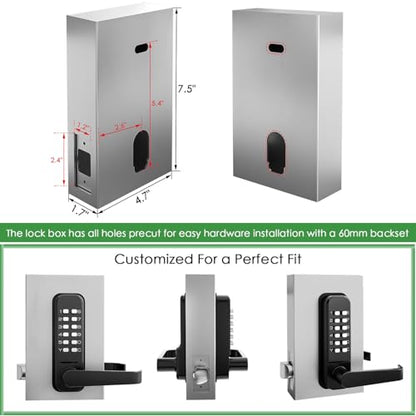 Steel Gate Lock Box (1 3/4" Thickness) - for All BH Railing Mechanical Code Lock, Lock Box for Metal Gates and Fence (NOT for Aluminum GATE), 2 3/8"(60mm) - 2 3/4" (70mm) Backset, BH-SLB4512000 - color: unfinished - Lock Box