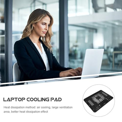 UKCOCO Silent Laptop Cooling Pad with USB Fans, Black Plastic Laptop Riser Holder for Desk, Computer Accessory Suitable for Gaming and Office Use