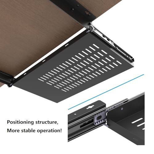 21 inch Sliding Under Desk Laptop Mount with Air Vents, Metal Under Desk Slide Out Tray for Laptop (21 Inch) - size: 21 Inch