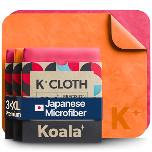 Koala Lens Cleaning Cloth | Japanese Microfiber | Pink & Orange (Pack of 3) | Glasses Cleaning Cloths | Eyeglass Lens Cleaner | Eyeglasses, Camera, VR/AR Headset, and Screen Cleaner | Washable & Reusable - color: Pink / Orange, size: 3 Pack (XL)