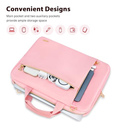 Laptop Case Bag Women Men Computer Sleeve Compatible with MacBook/Dell/HP/Acer/ASUS/LG, Waterproof Shoulder Carrying Briefcase, Pink, 17-17.3 Inch | Compatible with HP OmniBook Envy Omen Pavilion/Dell Inspiron Precision/LG Gram/Yoga ThinkPad, Carrying Bag
