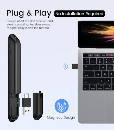 Green Light Presentation Clicker for Teachers – USB-C Rechargeable Wireless Presenter for PowerPoint/Keynote/Google Slides, Plug & Play Remote for Mac/Windows/Laptop - style: Green+Rechargeable
