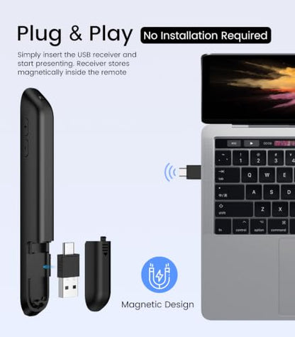 Green Light Presentation Clicker for Teachers – USB-C Rechargeable Wireless Presenter for PowerPoint/Keynote/Google Slides, Plug & Play Remote for Mac/Windows/Laptop - style: Green+Rechargeable