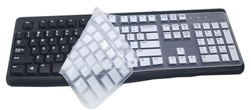 Silicone Keyboard Skin Cover Protector Compatible with Logitech K120 & MK120 Full-Size Wired Keyboard, MK120 & K120 Keyboard Protective Accessories (White) - color: Black & White, size: Compatible for Logitech mk120