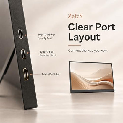 Portable Monitor 14 Inch 1920x1200 16:10 IPS Laptop Screen Extender, HDR FreeSync USB-C HDMI Travel Monitor with Built-in Stand & Dual Speakers for Mac Laptop PC - size: 14inch 1200p