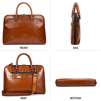 Blofinche Laptop Messenger shoulder bag: Genuine Leather work Briefcase 13.3 15.6 inch designer Satchel handbag - color: Brown, size: 13.3 inch