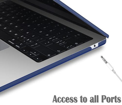 UESWILL Compatible with MacBook Air 13 inch M5 M4 M3 M2 Case 2022-2026 Model A3449 A3240 A3113 A2681, Matte Hard Shell Case Cover for MacBook Air 13.6 + Microfiber Cloth, Navy Blue - color: Navy Blue, size: MacBook Air 13" (M2 M3 M4 M5)