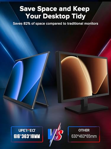 UPERFECT Portable Monitor 27”, Dual Mode 4K UHD 144Hz/FHD 288Hz Gaming Monitor, 0.1ms FreeSync, 600 Nits, 125% sRGB, USB-C & HDMI 2.1 & DP 1.4, Large Second Screen for Laptop, Computer, Game Consoles - size: 27"