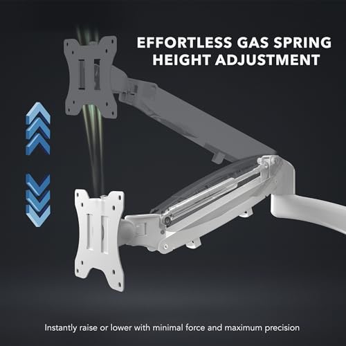 Mount-It! Triple Monitor Desk Mount, 13-27" Screens, White | Gas spring arms with VESA 75 & 100 compatibility, clamp or grommet base, built-in USB-A and USB-C ports. - color: White