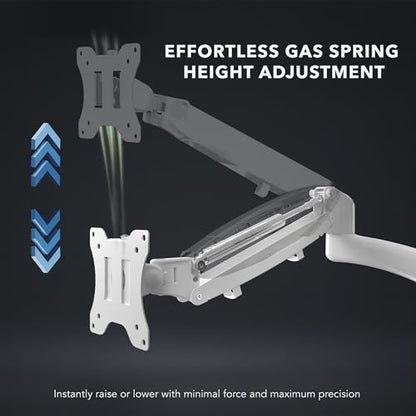 Mount-It! Triple Monitor Desk Mount, 13-27" Screens, White | Gas spring arms with VESA 75 & 100 compatibility, clamp or grommet base, built-in USB-A and USB-C ports. - color: White