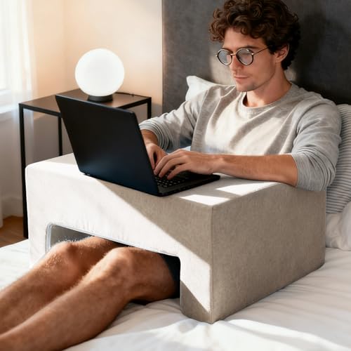 Reading Pillow for Gaming Lap Desk Pillow for Laptop Memory Foam Bed Desk for Reading Working Crocheting Gaming Arm Rest on Bed/Sofa/Floor/Couch/Car (Beige) - color: Beige, size: Non-foldable