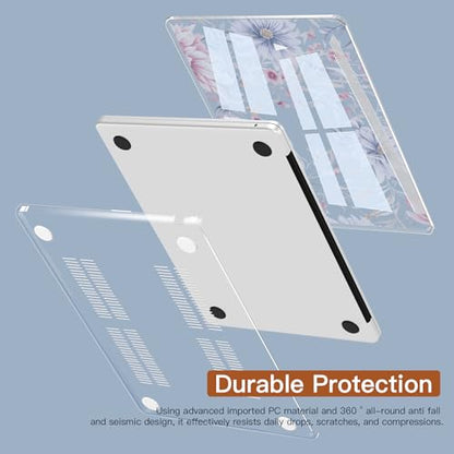 CISSOOK Compatible with MacBook Air 13 inch Case A3449 A3240 A3113 A2681 | 2026 2025 2024 2023 2022, 5in1 Set Hard Shell Case Keyboard Cover for MacBook Air 13 inch M2 M3 M4 M5, Flowers Watercolor - color: Air13.6inch-Flowers watercolor