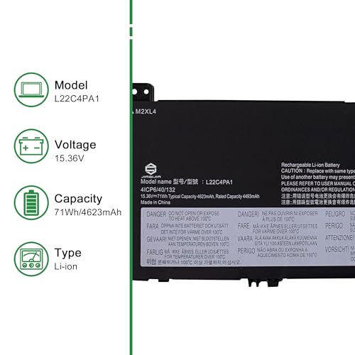 L22C4PA1 Laptop Battery Replacement for Lenovo Yoga 7 14ARP8 14IRL8 16ARP8 Series SB11K38965 5B11K38968 SB11N45990 5B11N46035 L22M4PA1 L22D4PA1 15.36V 71Wh - size: 13.4*5.3*1.1inch L22C4PA1