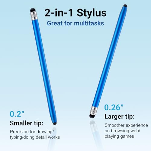 12Pcs Blue Stylus Pen for Touchscreen, 2-in-1 Stylus Pen for iPad | High Precision & Sensitivity, Aluminum Body, Suitable for iPad iPhone Android Smartphone Tablet Switch and All Touch Screens - color: 12 Blue