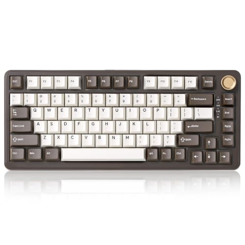 YUNZII B75 PRO Wireless Mechanical Gaming Keyboard | Custom 75% Layout with Knob,Gasket Mount,Hot Swap,Creamy Pre-lubed Switch,BT/USB-C/2.4G (Coffee Brown, Milk Switch) - color: Coffee Brown, size: Milk Switch