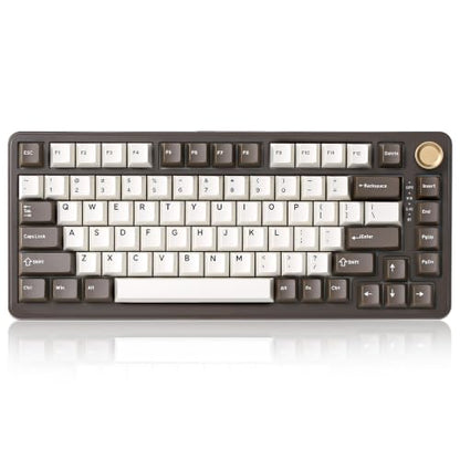 YUNZII B75 PRO Wireless Mechanical Gaming Keyboard | Custom 75% Layout with Knob,Gasket Mount,Hot Swap,Creamy Pre-lubed Switch,BT/USB-C/2.4G (Coffee Brown, Cocoa Cream V2 Switch) - color: Coffee Brown, size: Cocoa Cream V2 Switch