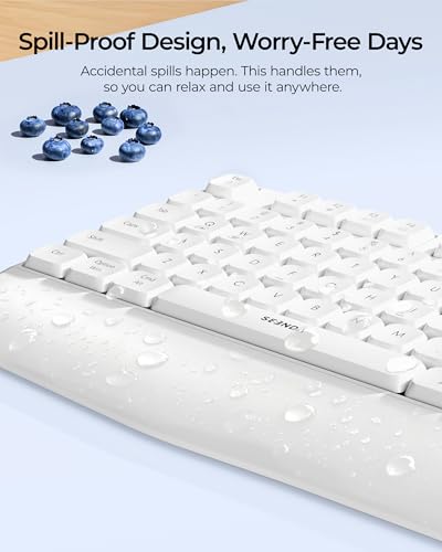 seenda COE200 Wireless Bluetooth Keyboard and Mouse Combo with Wrist Rest | USB/Bluetooth multi-device switching, quiet clicks, full-size ergonomic set for PC, laptop, Mac, and MacBook, White - color: White