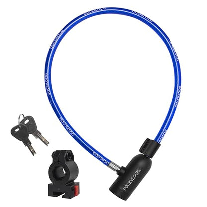 Bike Security Cable Lock Kit (2' or 4') with Keys, 2' | Weatherproof, Vinyl Coated, 10mm Security Cable, Mounting Bracket, Compact, Anti-Theft Protection, Bikes, Bicycles, Scooters - size: 2ft