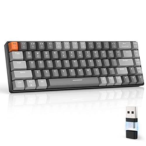 ZIYOU LANG RK68 60% Wireless Mechanical Keyboard,Bluetooth 5.0/2.4Ghz Dual Mode Receiver,Hot-Swappable mini 68-Key,Retro Color Keycaps,Clicky Blue Switch,Ultra Power Saving for PC PS4 Xbox iPhone ipad - color: Dark gray/Blue Switch