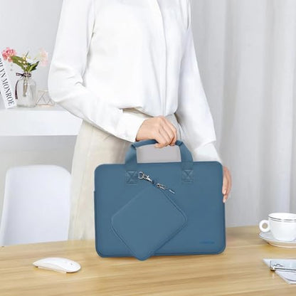 Hseok Laptop Sleeve 13.3-14 inch Case with Small Pouch, Neoprene Computer Bag Compatible with MacBook Neo/Pro 14 M5/M4/M3/M2/M1, Mac Air/Pro 13.3, XPS 14 and Most 13-14 inch Notebooks,Haze Blue - color: Haze blue, size: 13"-14"