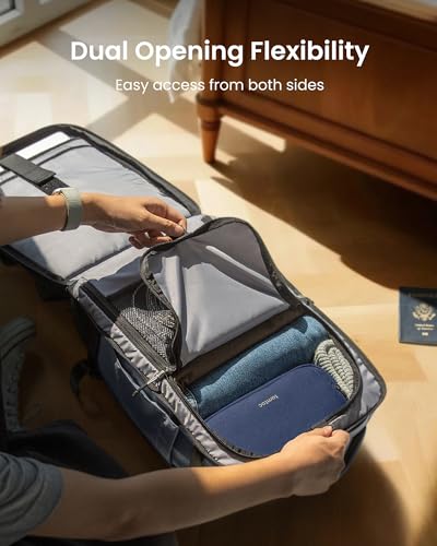 tomtoc Travel Backpack, TSA Friendly Flight Approved Carry-on Luggage Hand Water-resistant Lightweight Business Rucksack - color: Silver Gray-ripstop, size: 28L