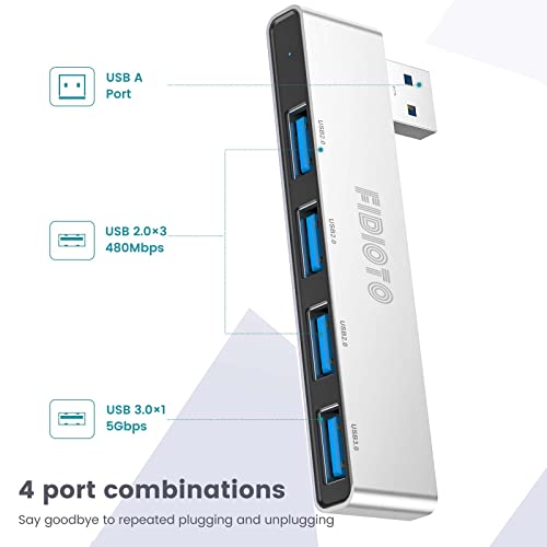 USB Hub 2Pack(1 Right and 1 Left), Fidioto 4 Port USB Adapter(1 * 3.0 Port, 3 * 2.0 Port), Laptop, iMac Pro, MacBook Air, Mac mini/Pro, Notebook PC, USB Flash Drives and Mobile HDD Etc. - color: 4in1-Right&left-Silver