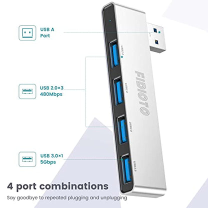 USB Hub 2Pack(1 Right and 1 Left), Fidioto 4 Port USB Adapter(1 * 3.0 Port, 3 * 2.0 Port), Laptop, iMac Pro, MacBook Air, Mac mini/Pro, Notebook PC, USB Flash Drives and Mobile HDD Etc. - color: 4in1-Right&left-Silver