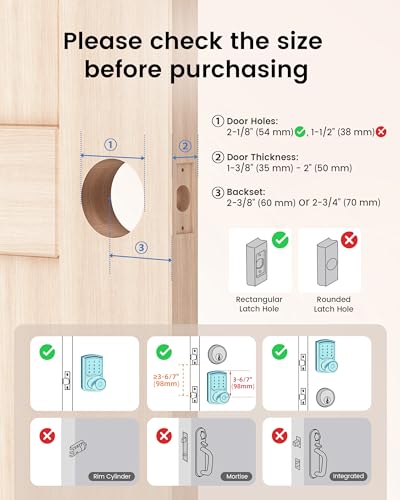 Keyless Entry Door Lock Keypad Smart Door Knob Electronic Digital Code Lock | Zinc Alloy Anti-Bump Security One-Slide Passage Mode Switch 20 User Codes One-Time Guest Code 15 Min Easy DIY Install - size: HL-668K Matte Black 2pack