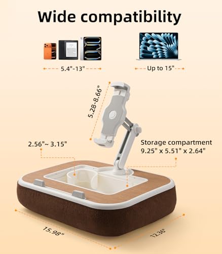 Car Seat Tray Pillow Stand, Laptop Lap Desk with Mouse Pad, Portable Food Tray with Tablet/Kindle Mount Holder, Front/Rear Seat Table for Office/Eating/Reading, Travel Essentials Accessories