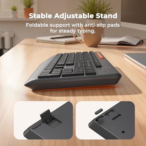 MEETION Wireless Keyboard and Mouse, Silent Full Size Multi-Device Bluetooth Keyboard and Mouse, 9 Multimedia Hotkeys, 3200 DPI Optical Mouse, 90% Less Noise, for Windows Mac PC Desktop Laptop, Black